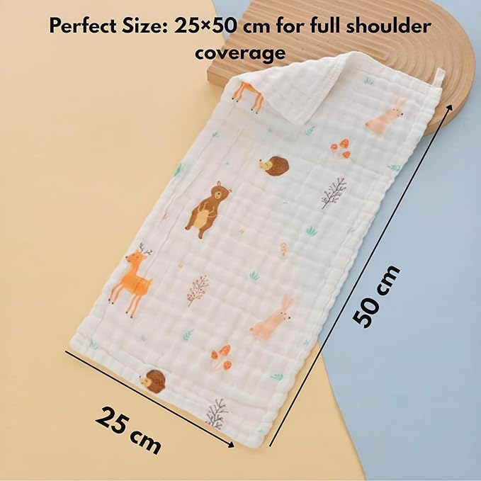 Baby Muslin Burp Cloth 6 Layer | Ultra Soft & Absorbent Cotton Cloth for Newborns