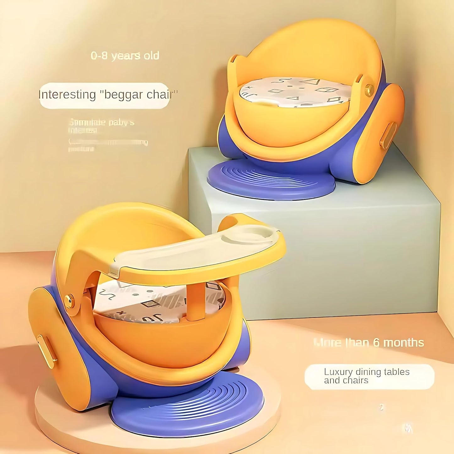 OBaby Dining Table Seat, Removable Tray/Adjustable
