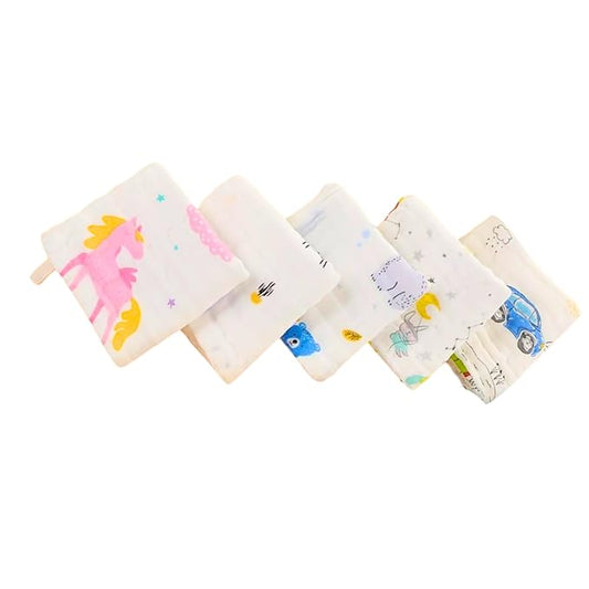 Baby Muslin Wash Cloth | 6 Layer Soft Cotton Face & Body Towel for Newborns