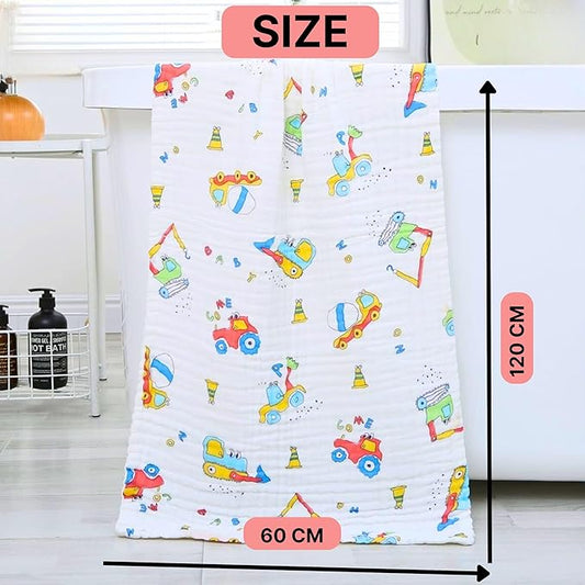 6 Layer Muslin Baby Towel | Ultra Soft & Absorbent Cotton Bath Towel for Newborns